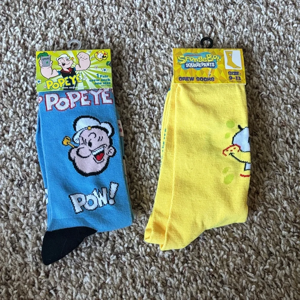 Nickelodeon Popeye and SpongeBob Crew Socks‎ Set